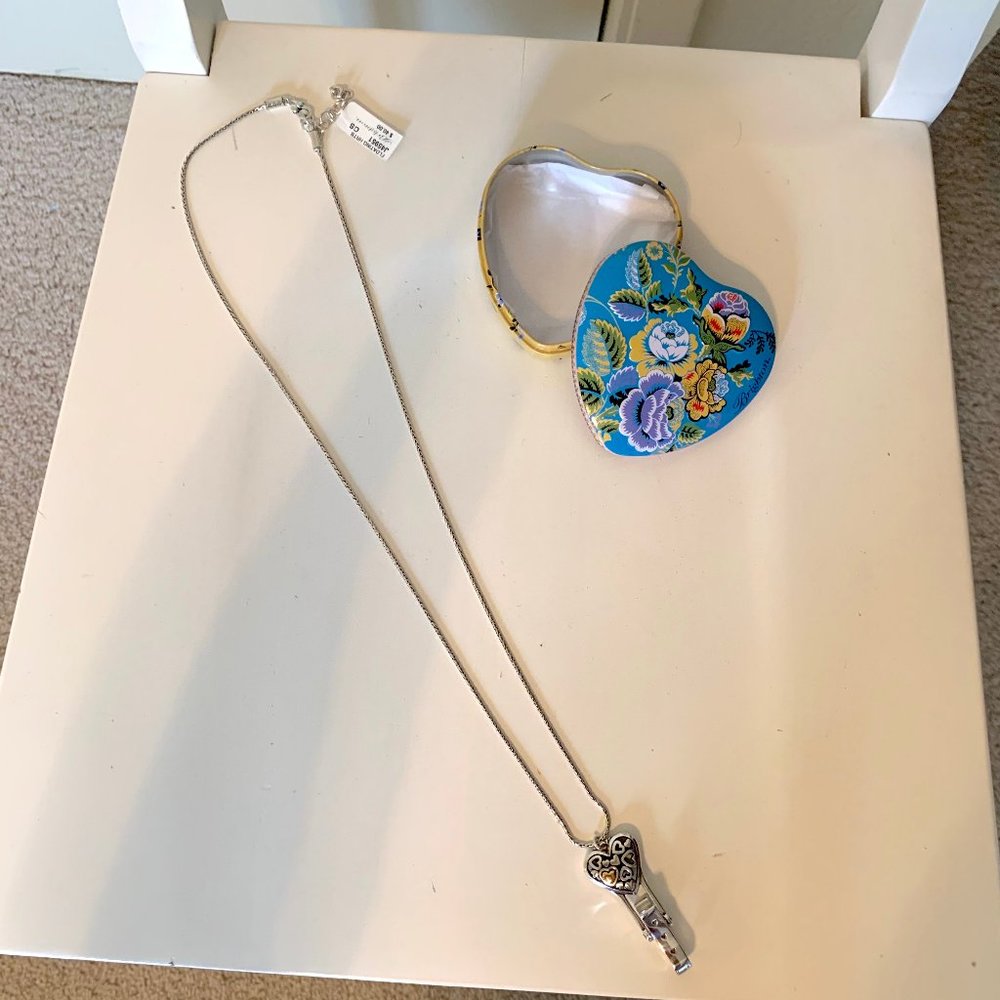 Brighton Floating Heart Badge Clip Necklace